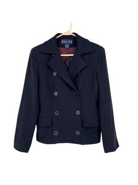 Ralph Ralph Lauren Vintage Double Breasted Wool Peacoat Jacket Navy Blue Size 8